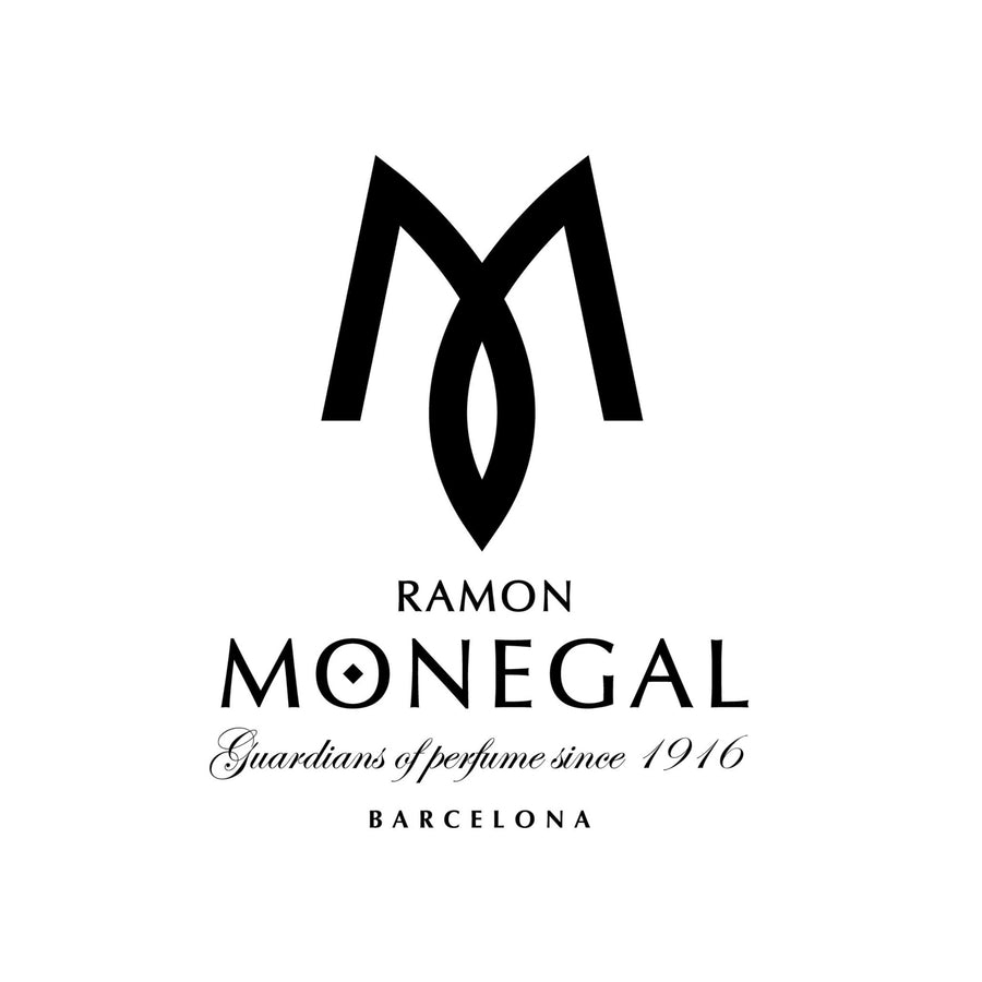 Ramon Monegal logo featuring the brand's name in stylized, elegant black script, symbolizing its Spanish heritage and sophistication in the art of perfumery.